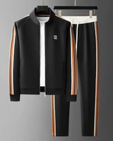 Three-quarter view of the men's tracksuit set showing overall silhouette