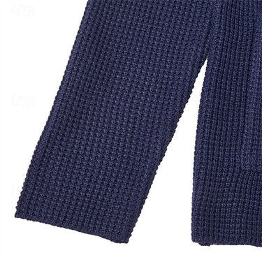 Men's Waffle Knit Cardigan With Stand Collar And Button Front