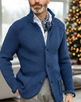 Close-up of waffle-knit texture on men's cardigan