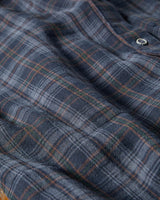 Close-up of the pointed collar and button-down placket