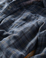 Full-length view of the western stripe shirt worn casually