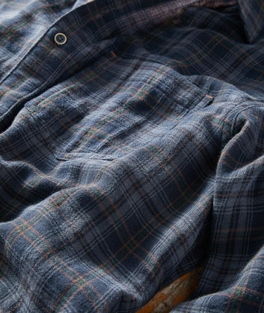 Full-length view of the western stripe shirt worn casually