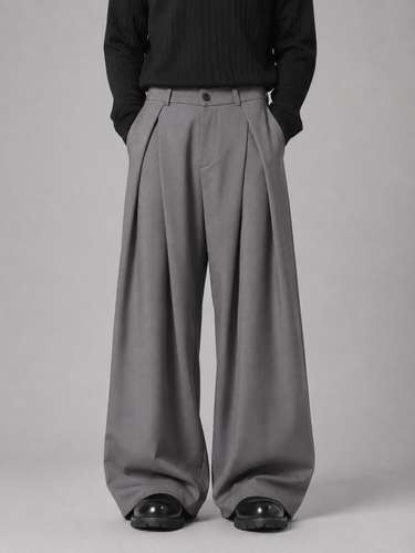 Close-up of front pleat detailing and side pocket