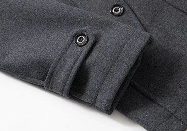 Shoulder epaulette detail on the wool overcoat