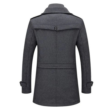 Men's wool overcoat styled with trousers and a shirt