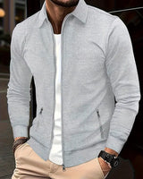 Men's zip-up shirt styled with chinos and leather shoes