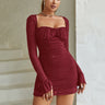 Mesh Bodycon Mini Dress with Square Neck