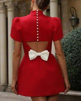 Mini Dress with Back Bow Detail