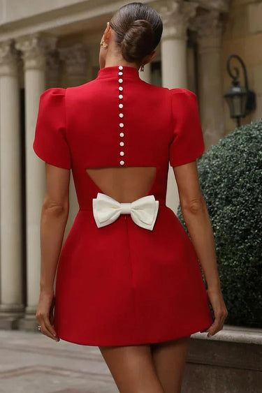 Mini Dress with Back Bow Detail