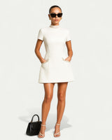 Mini Dress with Pearl Trim and Pocket Detail