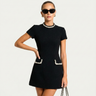 Mini Dress with Pearl Trim and Pocket Detail