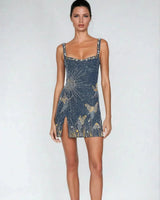 Mini Dress with Star Detail and Slit