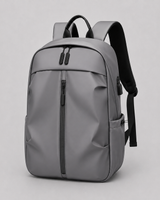 Side view showing the side pockets and adjustable shoulder straps of the backpack