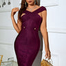 Off Shoulder Bandage Midi Dress with Cut Out Detail