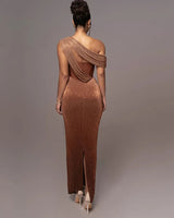 One-Shoulder Corset Maxi Dress