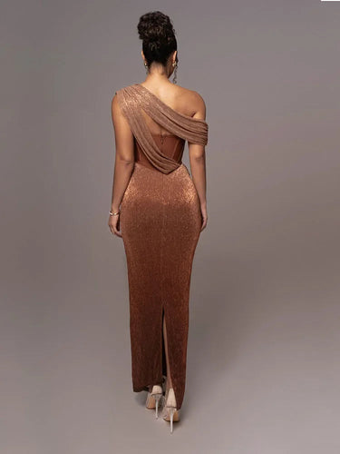 One-Shoulder Corset Maxi Dress