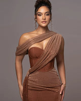 One-Shoulder Corset Maxi Dress