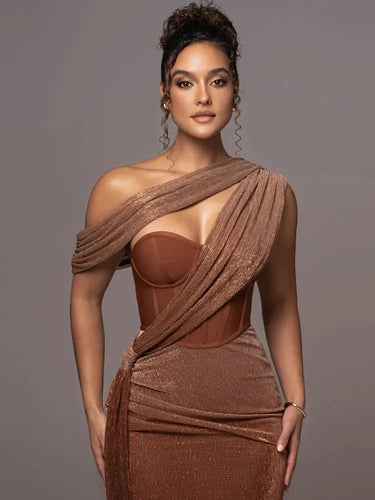 One-Shoulder Corset Maxi Dress