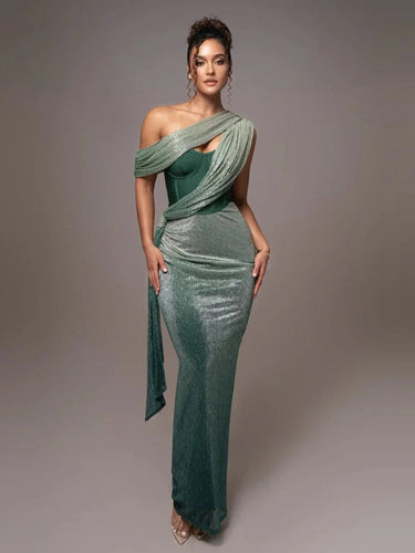 One-Shoulder Corset Maxi Dress