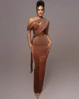 One-Shoulder Corset Maxi Dress
