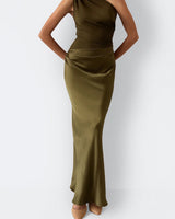 One-Shoulder Maxi Dress with Draped Design
