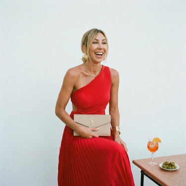 One-Shoulder Occasion Dress with Pleated A-Line Skirt