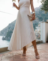 One-Shoulder Occasion Dress with Pleated A-Line Skirt