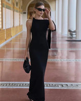 One-Shoulder Sleeveless Maxi Dress for Evening Wear