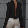 Open-Back Satin Shirt with Long Sleeves