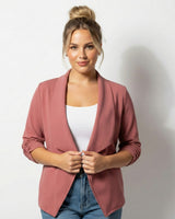Open Front Blazer with Draped Lapel