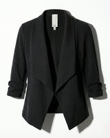 Open Front Blazer with Draped Lapel