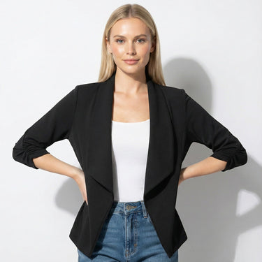 Open Front Blazer with Draped Lapel