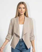 Open Front Blazer with Draped Lapel