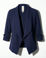 Open Front Blazer with Draped Lapel