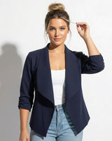 Open Front Blazer with Draped Lapel