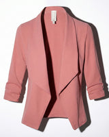 Open Front Blazer with Draped Lapel