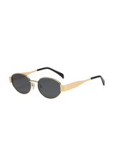 Oval Metal Frame Sunglasses with UV400 Lenses