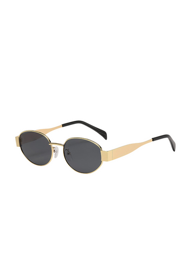 Oval Metal Frame Sunglasses with UV400 Lenses