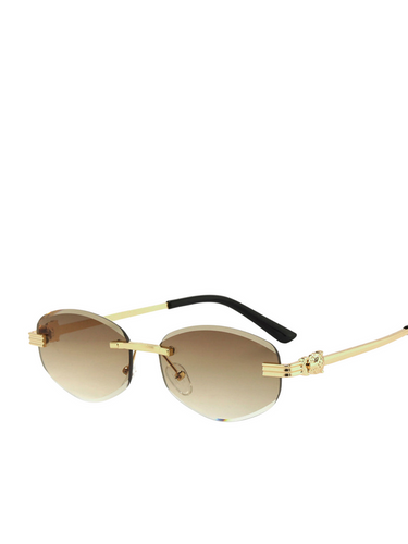 Oval Rimless Sunglasses with Gradient Lenses