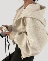Oversized Cropped Zip Up Hoodie