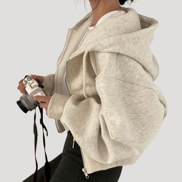Oversized Cropped Zip Up Hoodie