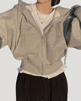 Oversized Cropped Zip Up Hoodie