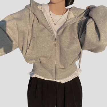 Oversized Cropped Zip Up Hoodie