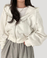 Oversized Cropped Zip Up Hoodie