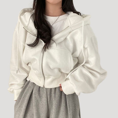 Oversized Cropped Zip Up Hoodie