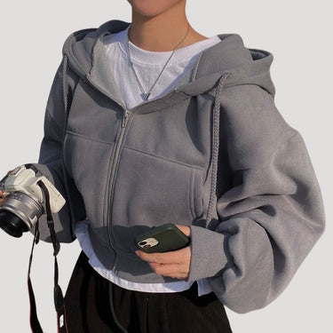 Oversized Cropped Zip Up Hoodie