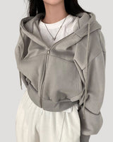 Oversized Cropped Zip Up Hoodie