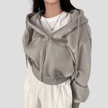 Oversized Cropped Zip Up Hoodie