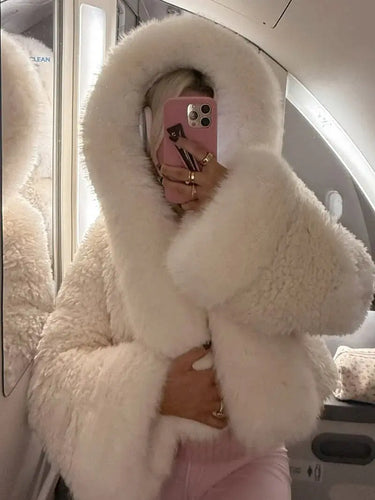 Oversized Hooded Faux Fur Coat for Winter Styling