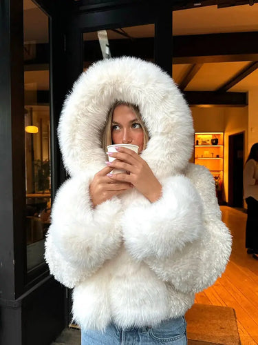 Oversized Hooded Faux Fur Coat for Winter Styling